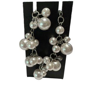 Womens Bracelet Jewelry 4" Diameter Faux White Pearl Bead Costume Fashion